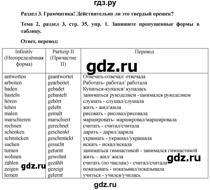 ГДЗ по немецкому языку 6 класс  Бим рабочая тетрадь  страница - 35, Решебник 2023