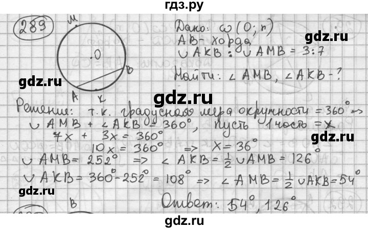 ГДЗ по геометрии 8 класс  Мерзляк  Базовый уровень номер - 289, Решебник к учебнику 2016