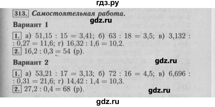 ГДЗ по математике 6 класс  Бунимович задачник  часть 1 - 313, Решебник №2