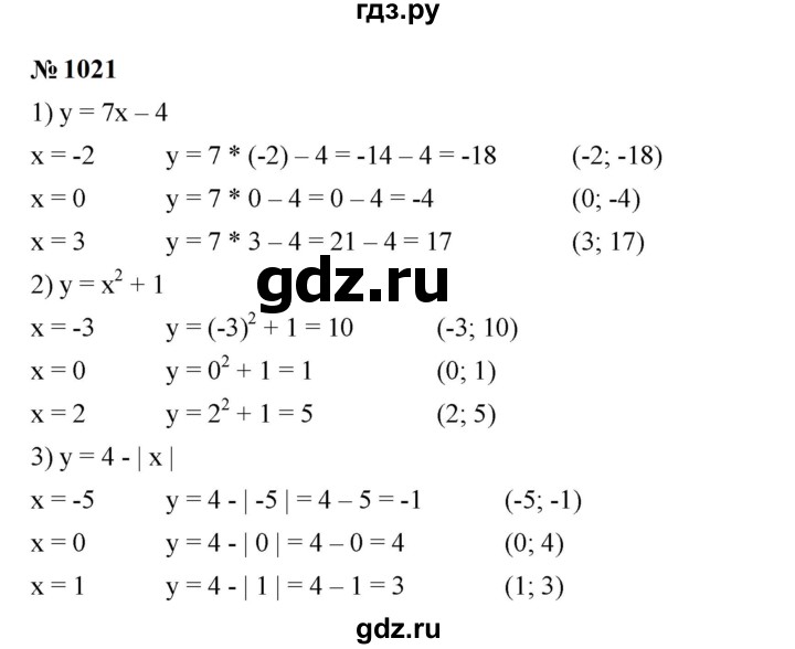 ГДЗ по алгебре 7 класс  Мерзляк  Базовый уровень номер - 1021, Решебник к учебнику 2023