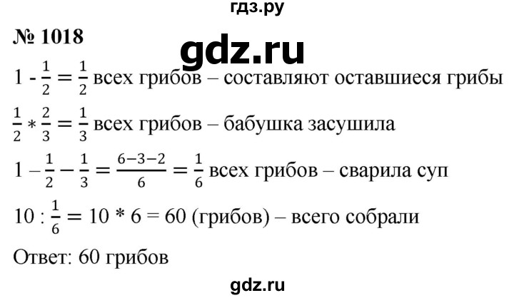 ГДЗ по математике 6 класс  Дорофеев  Базовый уровень глава 12 / упражнение - 1018, Решебник к учебнику 2019