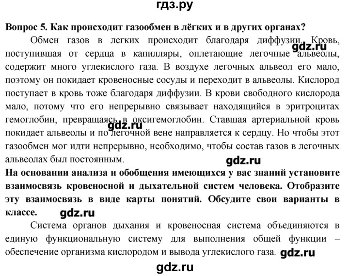 ГДЗ по биологии 8 класс  Пасечник   вопрос к параграфу / 21 - 5, Решебник