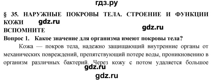 ГДЗ по биологии 8 класс  Пасечник   вспомните / 35 - 1, Решебник