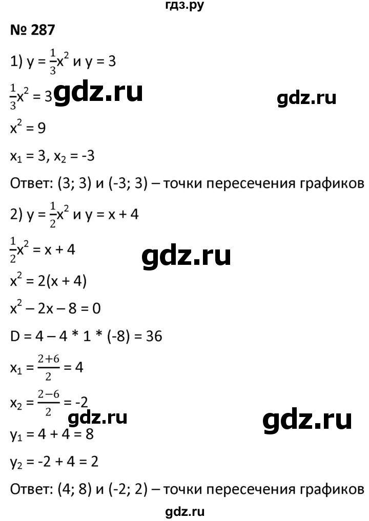 ГДЗ Упражнение 287 Алгебра 9 Класс Мерзляк, Полонский