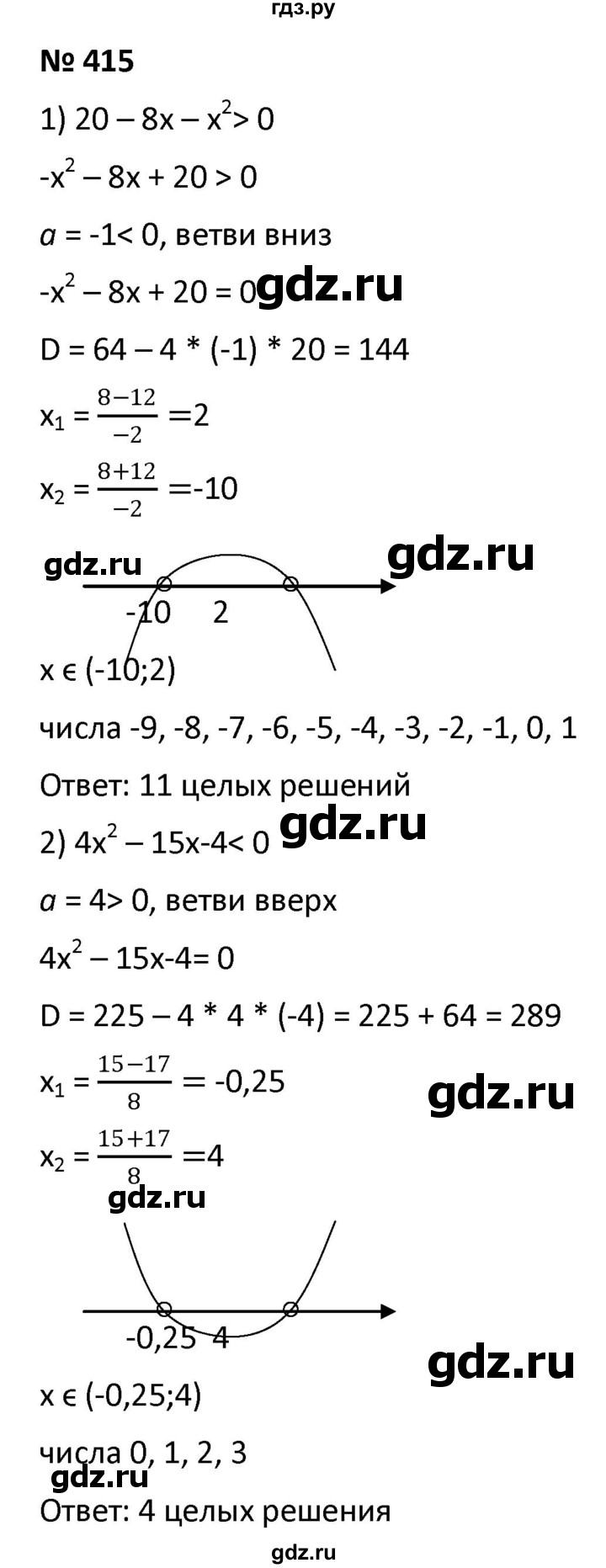 ГДЗ по алгебре 9 класс  Мерзляк   упражнение - 415, Решебник к учебнику 2021