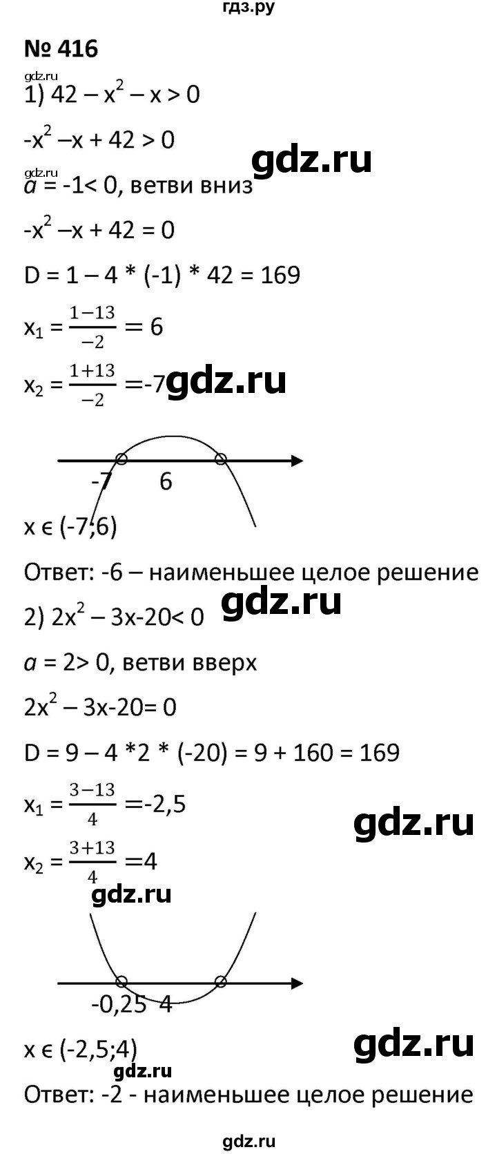 ГДЗ по алгебре 9 класс  Мерзляк   упражнение - 416, Решебник к учебнику 2021