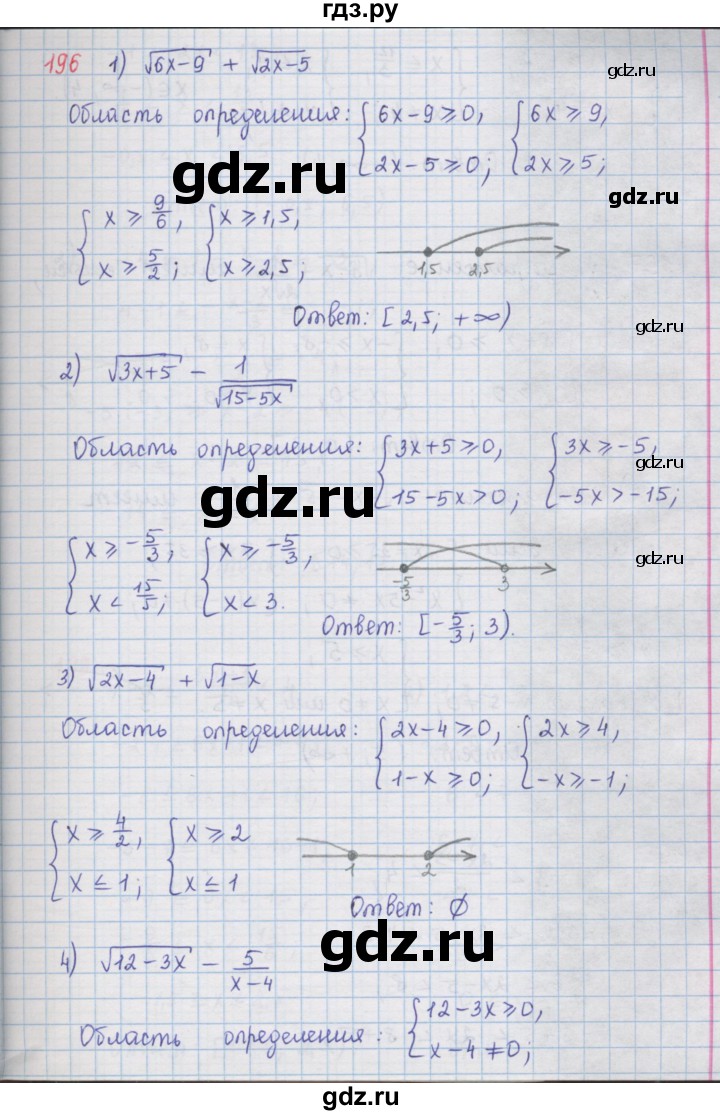 ГДЗ по алгебре 9 класс  Мерзляк   упражнение - 196, Решебник №1 к учебнику 2016
