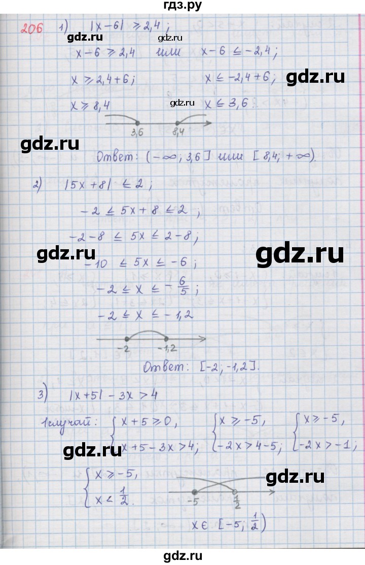 ГДЗ упражнение 206 алгебра 9 класс Мерзляк, Полонский