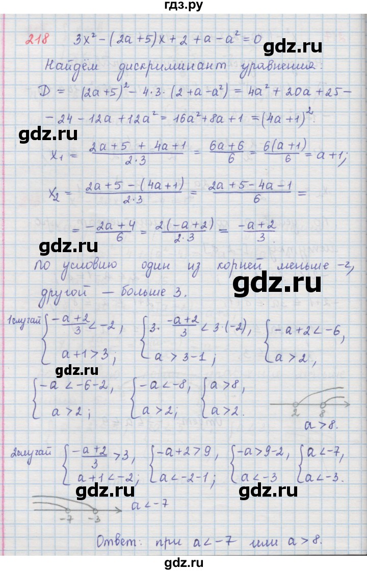ГДЗ по алгебре 9 класс  Мерзляк   упражнение - 218, Решебник №1 к учебнику 2016