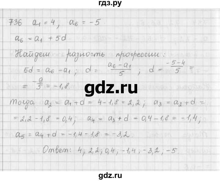 ГДЗ по алгебре 9 класс  Мерзляк   упражнение - 736, Решебник №1 к учебнику 2016