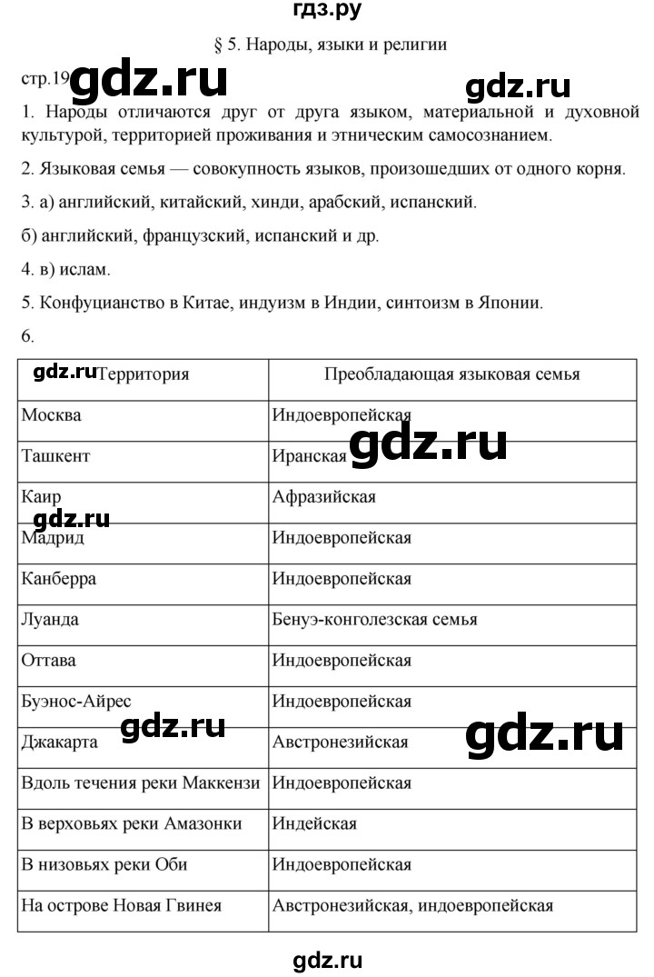 ГДЗ по географии 7 класс  Алексеев   страница - 19, Решебник 2022