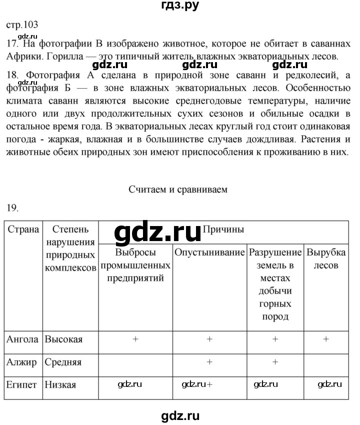 ГДЗ по географии 7 класс  Кузнецов   страница - 103, Решебник 2023