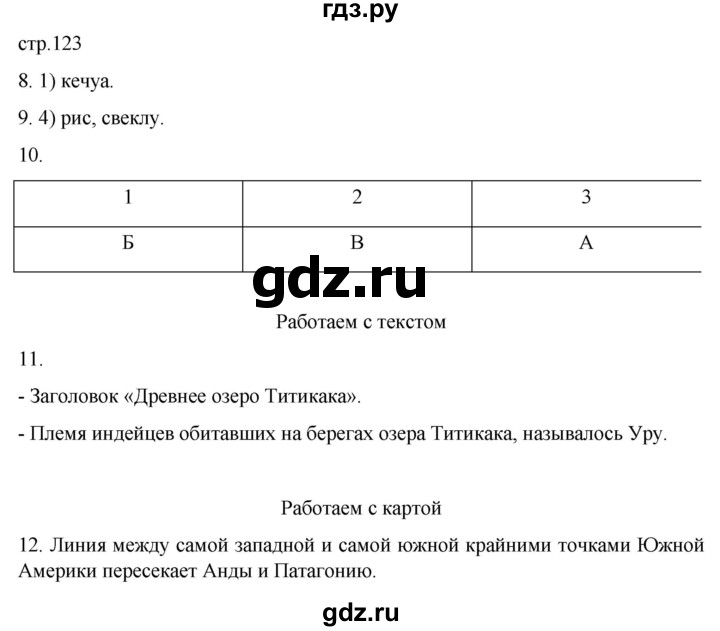 ГДЗ по географии 7 класс  Кузнецов   страница - 123, Решебник 2023