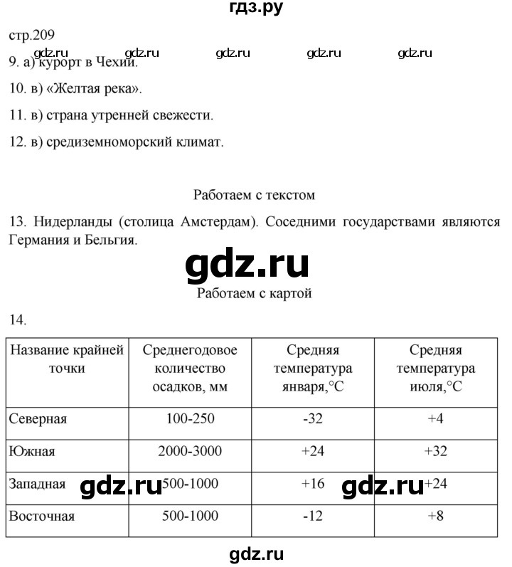 ГДЗ по географии 7 класс  Кузнецов   страница - 209, Решебник 2023