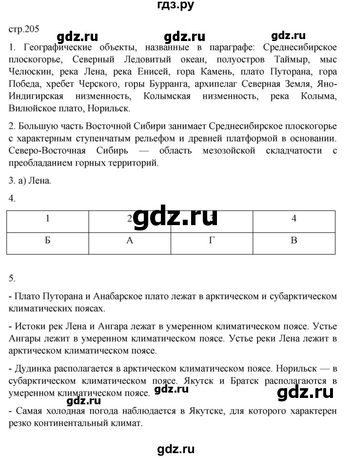 ГДЗ по географии 8 класс  Алексеев   страница - 205, Решебник к учебнику 2023
