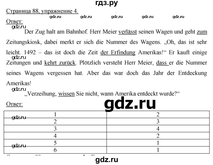 ГДЗ по немецкому языку 8 класс Бим рабочая тетрадь  страница - 88, Решебник