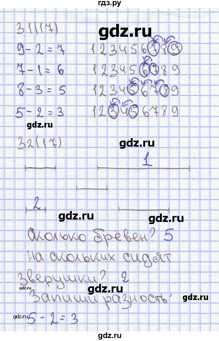 ГДЗ по математике 1 класс Бененсон рабочая тетрадь  тетрадь №3. страница - 17, Решебник №1