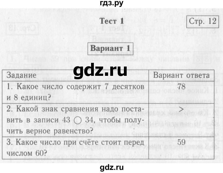 ГДЗ по математике 2 класс Волкова проверочные работы к учебнику Моро  страницы - 12, Решебник №2 2015