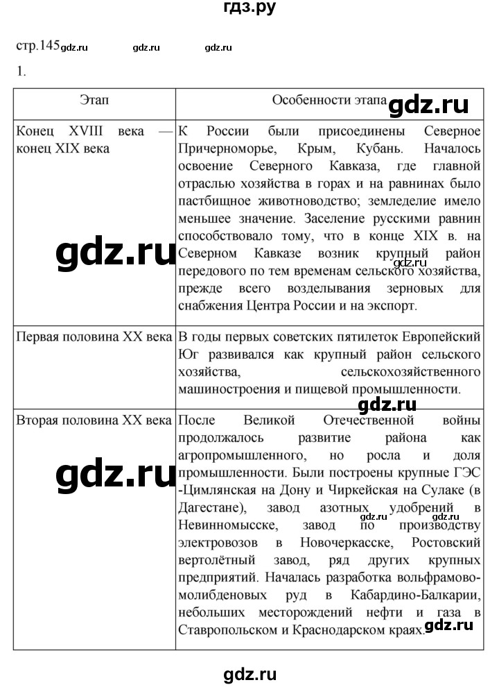ГДЗ по географии 9 класс  Алексеев   страница - 145, Решебник к учебнику 2023