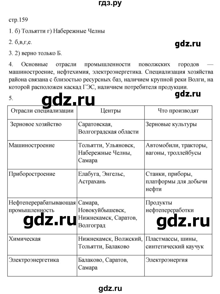 ГДЗ по географии 9 класс  Алексеев   страница - 159, Решебник к учебнику 2023