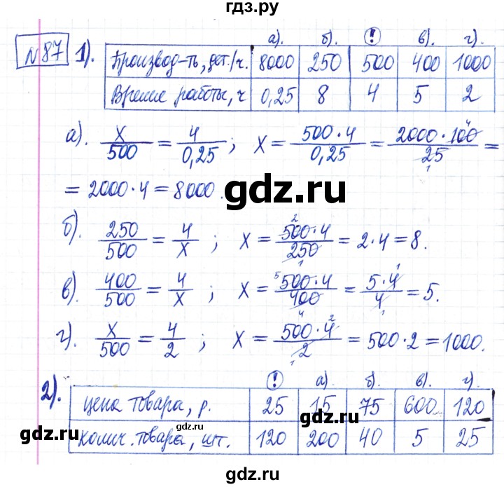 ГДЗ по математике 6 класс Муравин   §4 - 87, Решебник