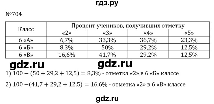 ГДЗ по математике 6 класс Муравин   §24 - 704, Решебник