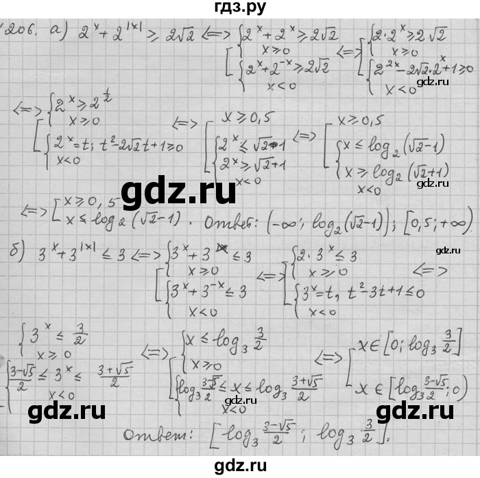 ГДЗ по алгебре 11 класс Никольский  Базовый и углубленный уровень задача для повторения - 206, Решебник