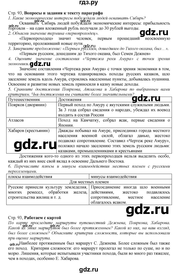 ГДЗ по истории 7 класс Арсентьев История России  часть 2. страница - 93, Решебник к учебнику 2016