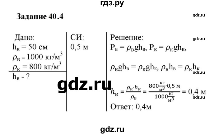 ГДЗ по физике 7 класс Ханнанова рабочая тетрадь (Перышкин) Базовый уровень §40 - 40.4, Решебник к тетради 2023