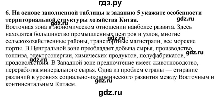 ГДЗ по географии 10‐11 класс  Гладкий Мой тренажер Базовый и углубленный уровень Зарубежная Азия - 6, Решебник