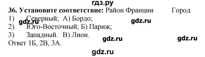 ГДЗ по географии 10‐11 класс  Гладкий Мой тренажер Базовый и углубленный уровень Европа - 36, Решебник