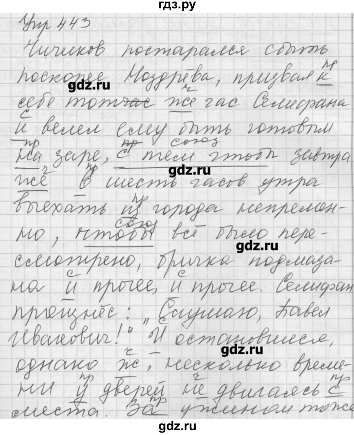 ГДЗ по русскому языку 7 класс Бунеев   упражнение - 443, Решебник