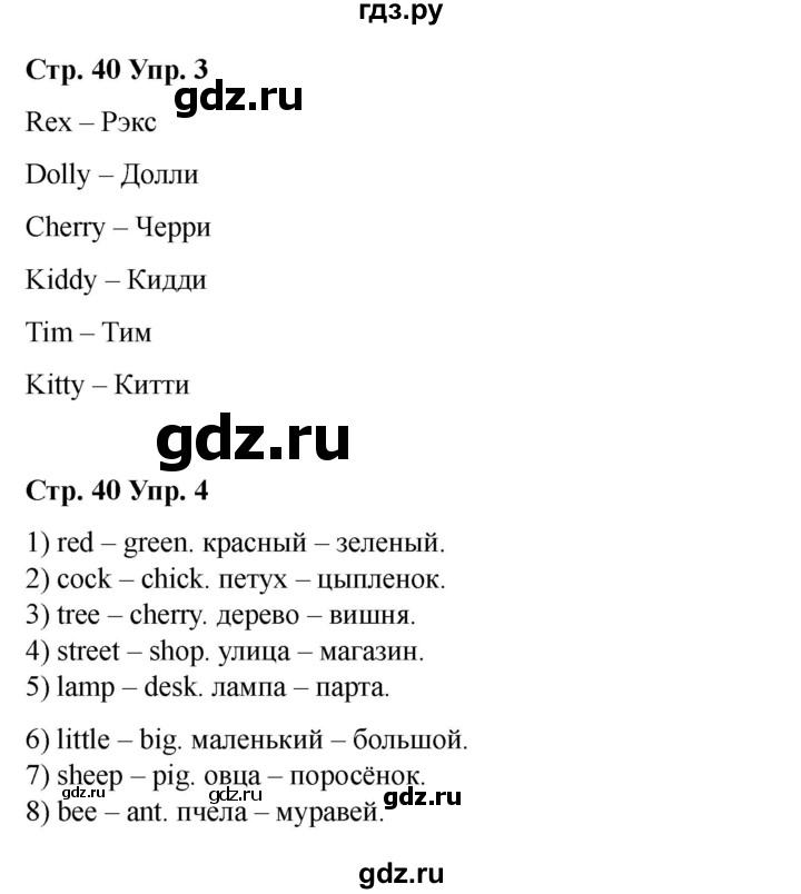 ГДЗ по английскому языку 2 класс Афанасьева рабочая тетрадь Rainbow  страница - 40, Решебник 2025
