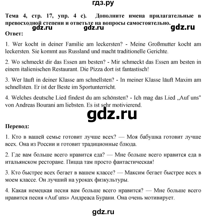 ГДЗ по немецкому языку 9 класс  Аверин рабочая тетрадь Horizonte  страница - 17, Решебник 2024
