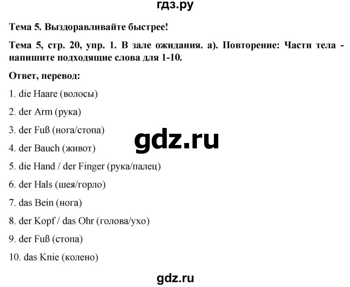 ГДЗ по немецкому языку 9 класс  Аверин рабочая тетрадь Horizonte  страница - 20, Решебник 2024