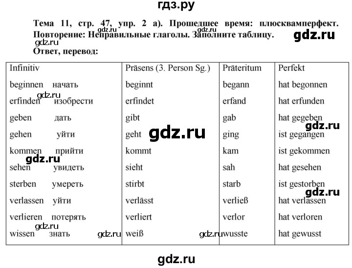 ГДЗ по немецкому языку 9 класс  Аверин рабочая тетрадь Horizonte  страница - 47, Решебник 2024
