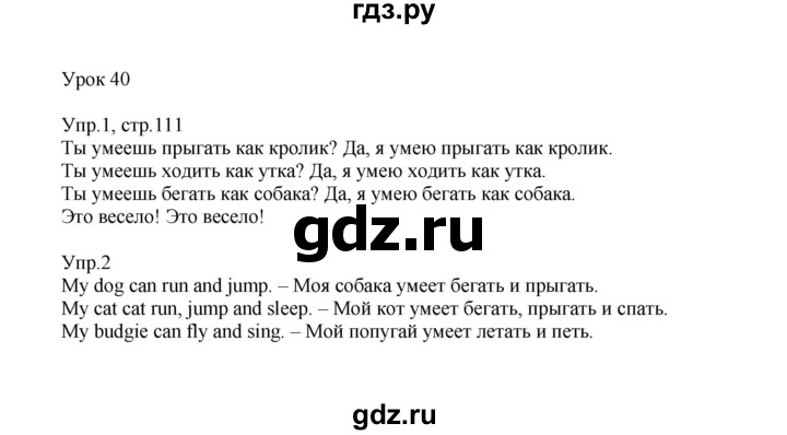 ГДЗ по английскому языку 2 класс Верещагина  Углубленный уровень часть 1. страница - 111, Решебник №1 2017