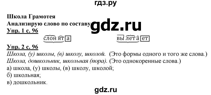ГДЗ по русскому языку 2 класс Желтовская   часть 1. страница - 96, Решебник №1 2013