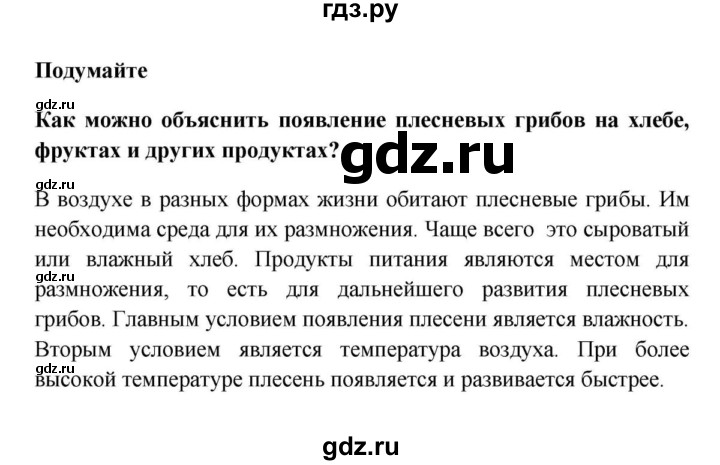 ГДЗ по биологии 5 класс  Пасечник Бактерии, грибы, растения  § 15. Плесневые грибы и дрожжи / Подумайте - 1, Решебник №1