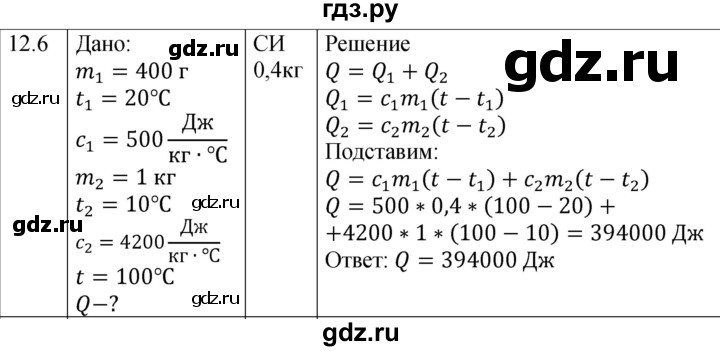 ГДЗ по физике 8 класс Ханнанова рабочая тетрадь (Перышкин) Базовый уровень § 12 - 6, Решебник 2024