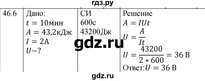 ГДЗ по физике 8 класс Ханнанова рабочая тетрадь (Перышкин) Базовый уровень § 46 - 6, Решебник 2024