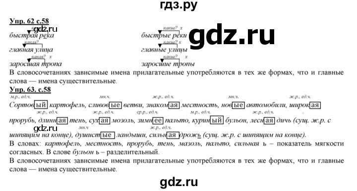 ГДЗ по русскому языку 3 класс Желтовская   часть 1. страница - 58, Решебник №1 2013