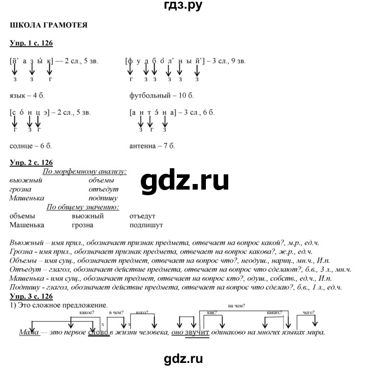 ГДЗ по русскому языку 3 класс Желтовская   часть 2. страница - 126, Решебник №1 2013