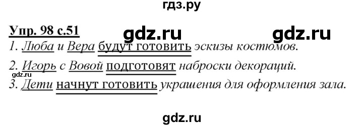 ГДЗ по русскому языку 4 класс Желтовская   часть 1 / упражнение - 98, Решебник №1