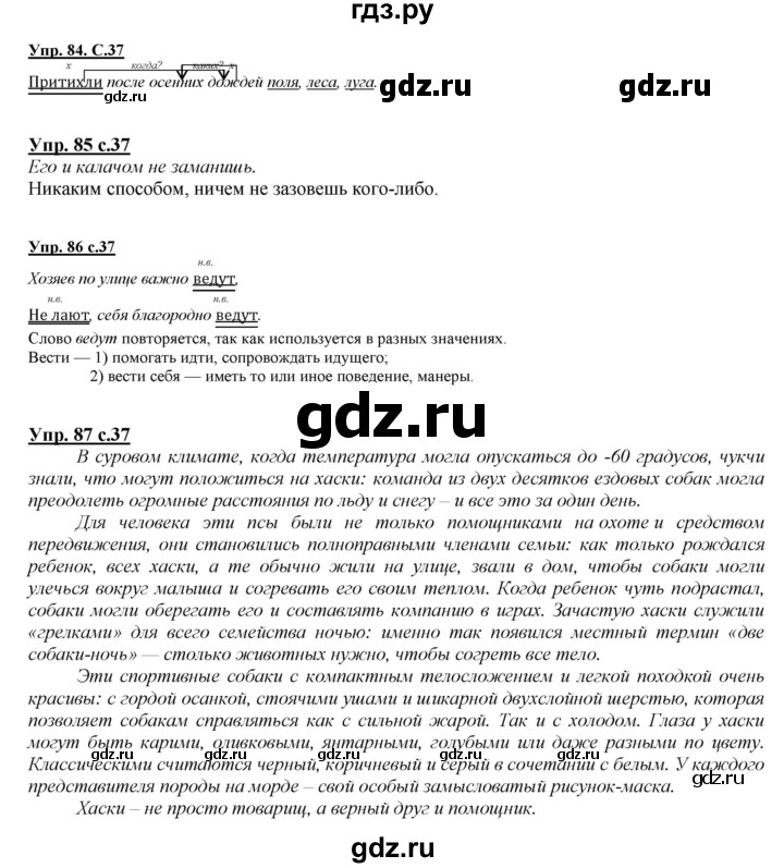 ГДЗ по русскому языку 4 класс Желтовская   часть 1. страница - 37, Решебник №1 2013