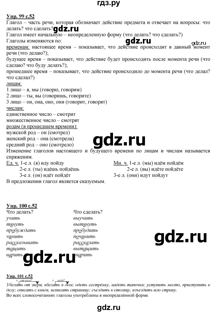 ГДЗ по русскому языку 4 класс Желтовская   часть 1. страница - 52, Решебник №1 2013