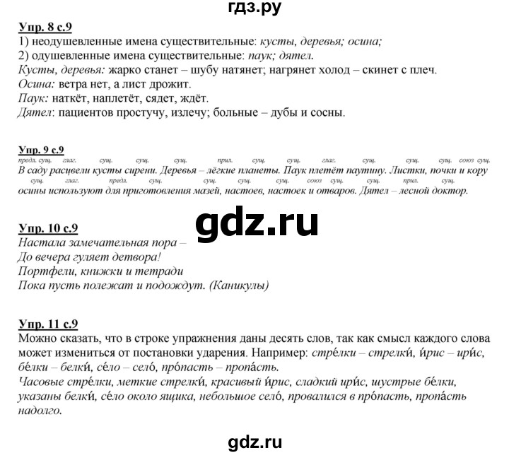 ГДЗ по русскому языку 4 класс Желтовская   часть 1. страница - 9, Решебник №1 2013