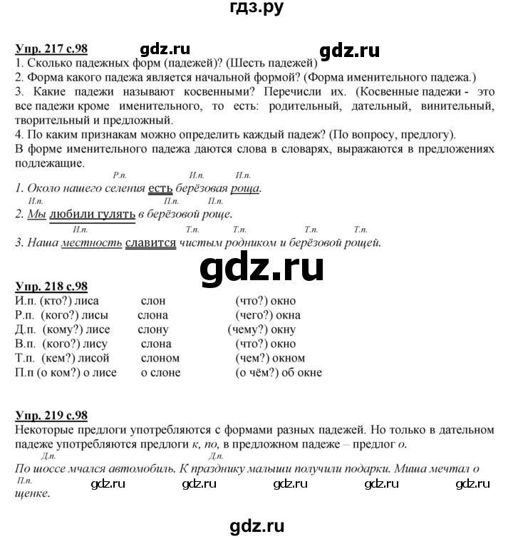 ГДЗ по русскому языку 4 класс Желтовская   часть 1. страница - 98, Решебник №1 2013