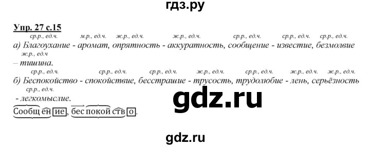 ГДЗ по русскому языку 4 класс Желтовская   часть 2. страница - 15, Решебник №1 2013