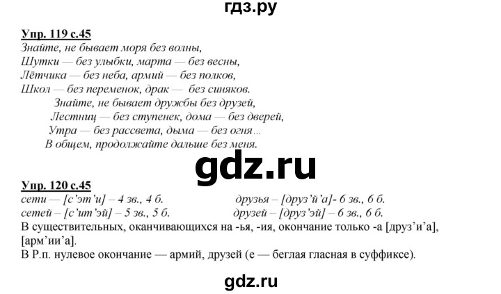 ГДЗ по русскому языку 4 класс Желтовская   часть 2. страница - 45, Решебник №1 2013